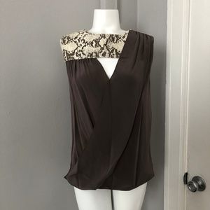 Bailey 44 Snake Emboss Leather Silk Cross Over Top